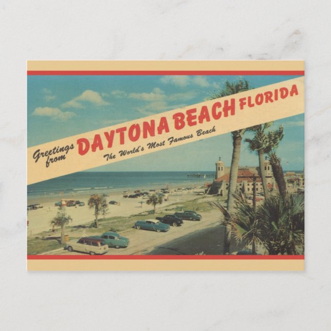 1953 Grüße von Daytona Beach Postcard Postkarte (Vorderseite)