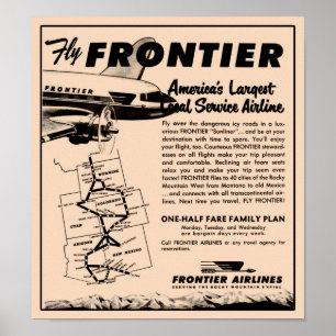 1953 Neudruck von Frontier Airlines Poster