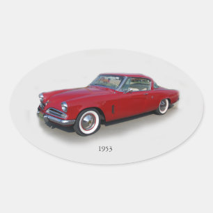 1953 Roter Oldtimeraufkleber Ovaler Aufkleber