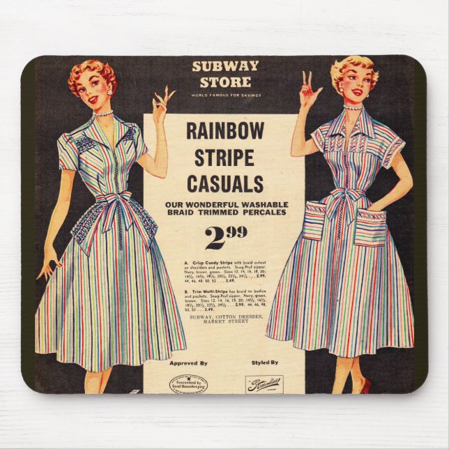1953 Verkauf von Kleidern im Gimbels Subway Store Mousepad (Vorne)