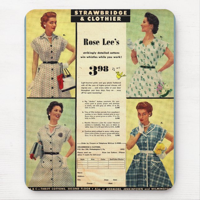 1953 Verkauf von Strawbridge & Clothier-Kleidung Mousepad (Vorne)