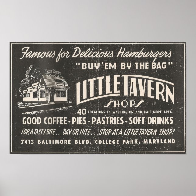1954 Ad LITTLE TAVERN Shops in Maryland Poster (Vorne)
