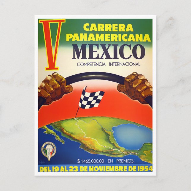 1954 Carrera Panamericana Vintager Rennsport Postkarte (Vorderseite)