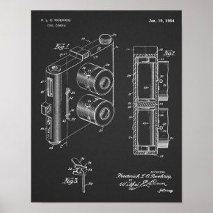 1954 Doppelkamera Patent Art Zeichnend Druck Poster