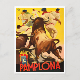 1954 Feria de Pamplona Vintage-Reise Postkarte
