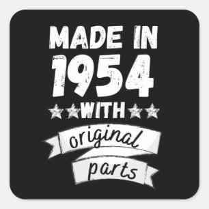 1954 mit Originalteilen hergestellt, Quadratischer Aufkleber