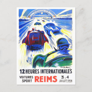 1954 Reims 12 Stunden Vintager Rennsport Postkarte