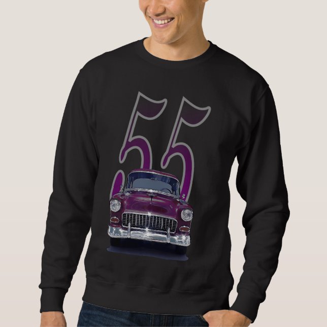 1955 55 Chevys Vintager klassischer Muskelwagen Sweatshirt (Vorderseite)