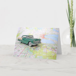 1955 Auto auf einem Fahrplan Karte