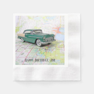 1955 Auto auf einem Fahrplan Serviette