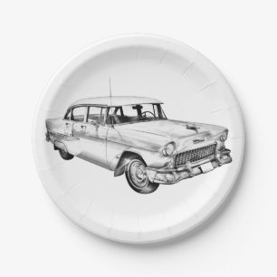 1955 Chevrolet Bel Air Antique Car Illustration Pappteller