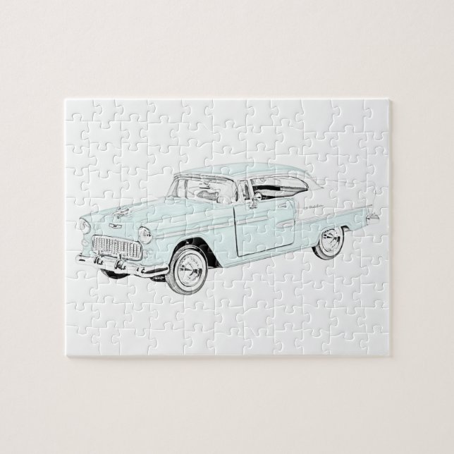 1955 Chevy Bel Air Blue und White Two Tone Puzzle (Horizontal)