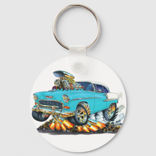 1955 Chevy Belair Türkis Car Schlüsselanhänger (Vorderseite)