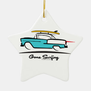 1955 Chevy Hardtop Coupe Surfing Keramik Ornament