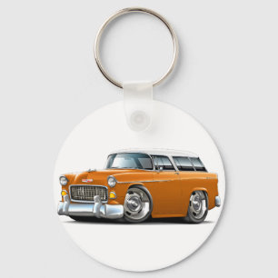1955 Chevy Nomad Orange-White Car Schlüsselanhänger