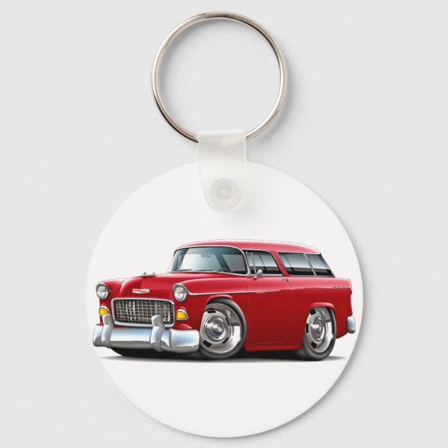 1955 Chevy Nomad Red Car Schlüsselanhänger (Vorderseite)