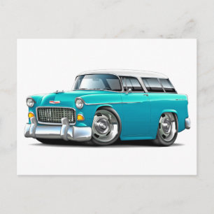 1955 Chevy Nomad Türkis-Weiß Auto Postkarte