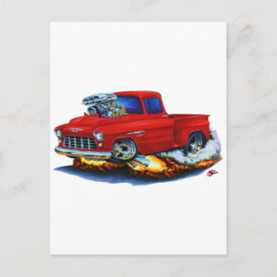 1955 Chevy Stepside Lieferwagen Red Truck Postkarte