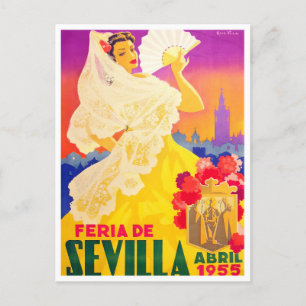 1955 Feria de Sevilla Reisen vintage Postkarte
