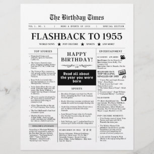 1955 Geboren in schwarz-weiß Mock-Zeitung