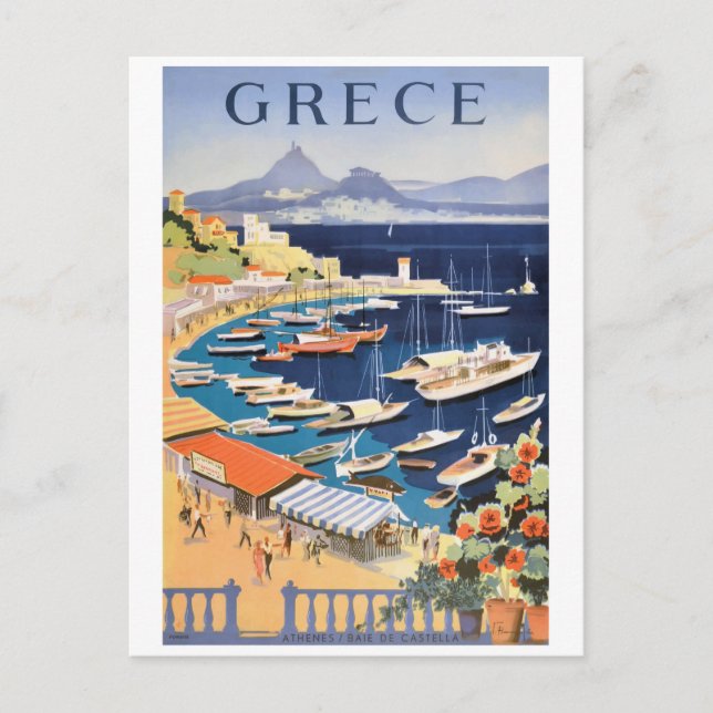 1955 Griechenland Athens Bay of Castella Travel Po Postkarte (Vorderseite)