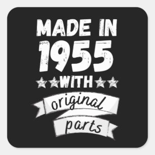 1955 hergestellt mit Originalteilen, Quadratischer Aufkleber