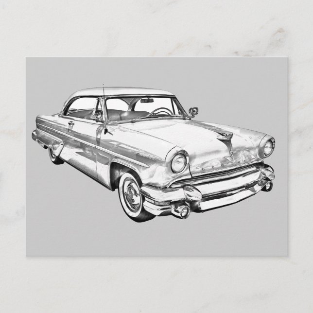 1955 Lincoln Capri Luxury Car Illustration Postkarte (Vorderseite)