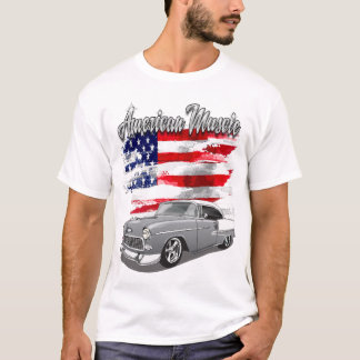 1955 Silbergraue und weiße Gel Air American Muscle T-Shirt