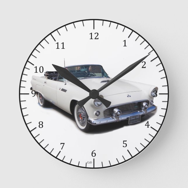 1955 Thunderbird-Uhr Runde Wanduhr (Vorderseite)
