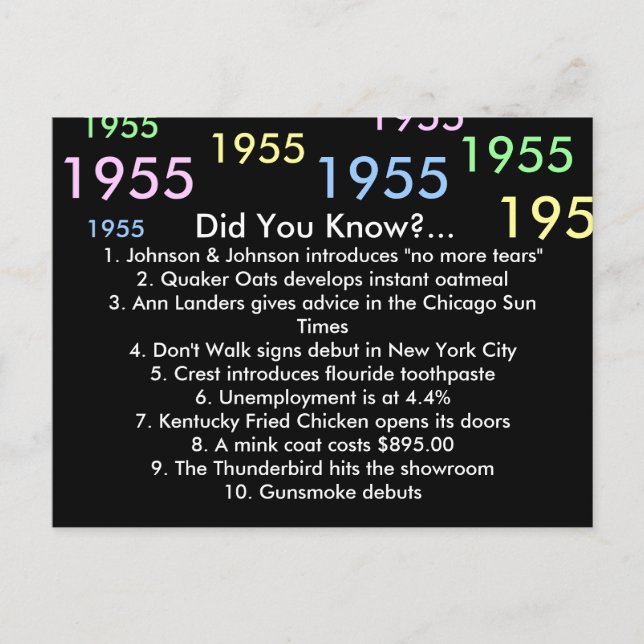 1955 wussten Sie das? Hinweiskarte (Vorderseite)
