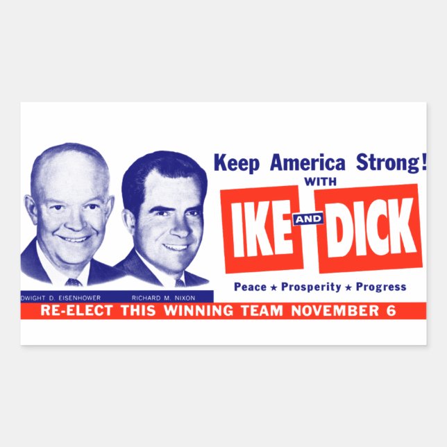 1956 Abstimmung Ike and Dick Rechteckiger Aufkleber (Vorderseite)