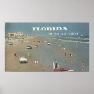 1956 Ad Florida Urlaub. Daytona Beach Scene Poster
