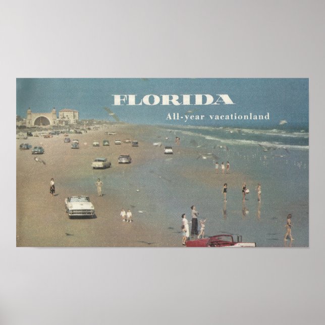 1956 Ad Florida Urlaub. Daytona Beach Scene Poster (Vorne)