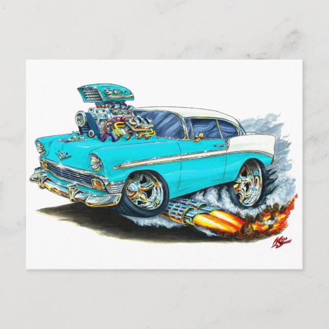 1956 Chevy 150-210 Türkisauto Postkarte (Vorderseite)