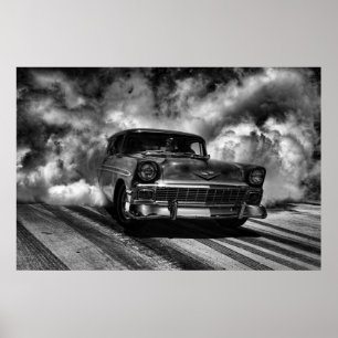 1956 chevy nomad burnout poster