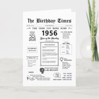1956 Das Jahr, in dem Sie zur Geburtstagskarte Geb