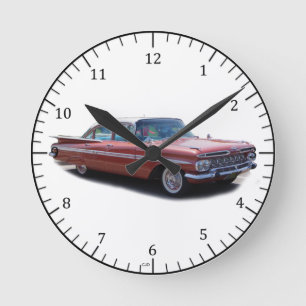 1956 Impala mit Schwanz-Fins-Uhr Runde Wanduhr