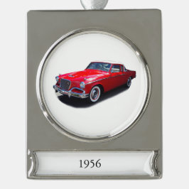 1956 rot-klassisches Auto-Banner-Ornament Banner-Ornament Silber