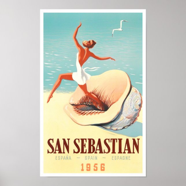 1956 San Sebastian Spanien Jahrgang Reise Poster (Vorne)