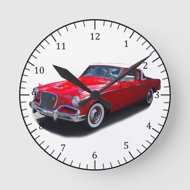 1956 Uhr für den roten Oldtimer (Vorderseite)