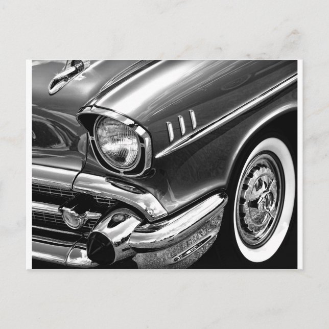 1957 Chevrolet Bel Air Black & White Postkarte (Vorderseite)