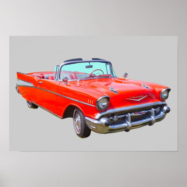 1957 Chevrolet Bel Air Cabrio Antiker Auto Poster (Vorne)