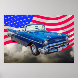 1957 Chevrolet Bel Air mit amerikanischer Flagge Poster