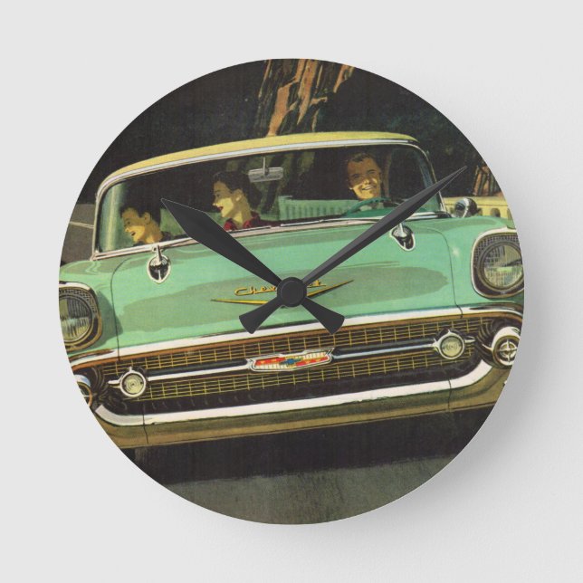 1957 Chevy Bel Air Runde Wanduhr (Vorderseite)