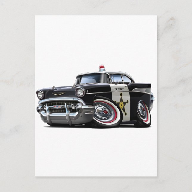 1957 Chevy Belair Polizeiwagen Postkarte (Vorderseite)