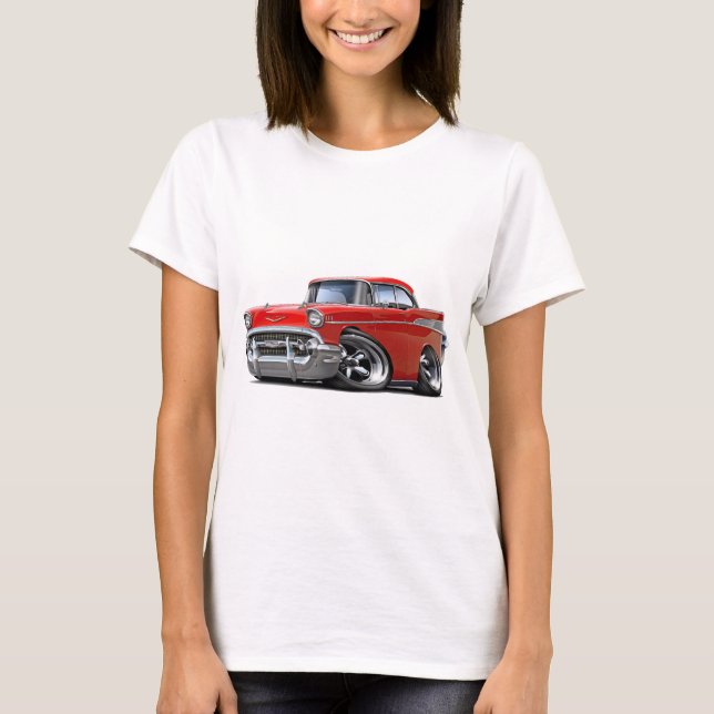 1957 Chevy Belair Rot - frisiertes Auto T-Shirt (Vorderseite)