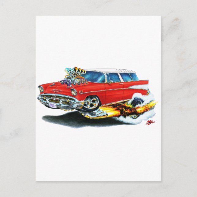 1957 Chevy Nomad Red Car Postkarte (Vorderseite)
