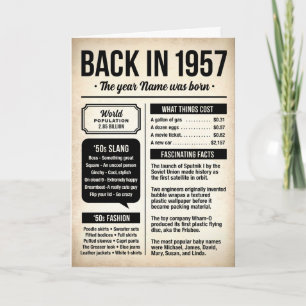 1957 Damals, Interessante Fakten Geburtstagskarte Karte