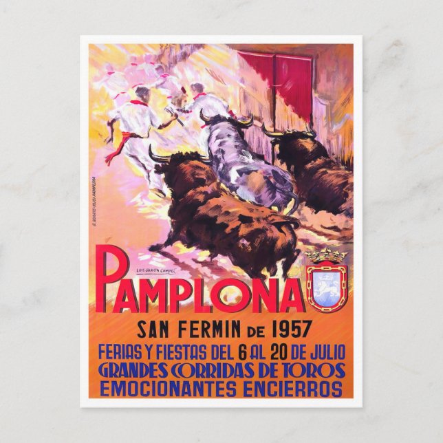 1957 Pamplona Spanien Jahrgang Reise Postkarte (Vorderseite)