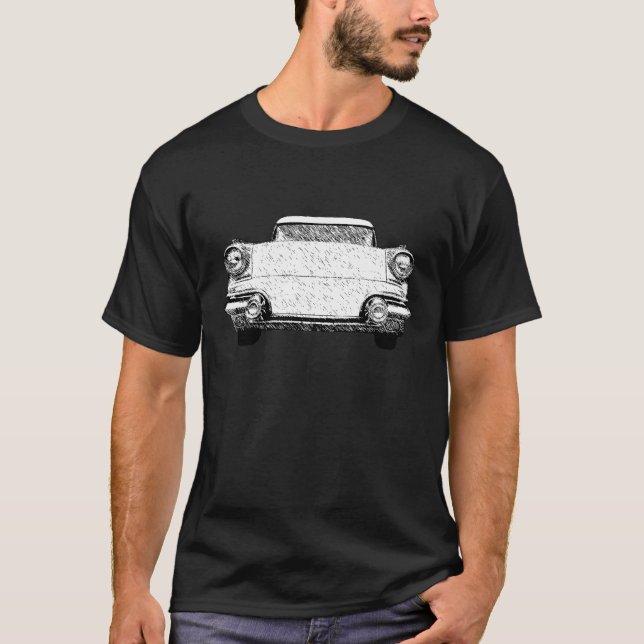 1957 Pontiac Chieftain Sketch Art T-Shirt (Vorderseite)